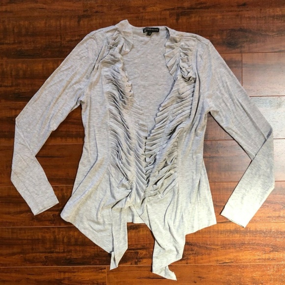 GRASS Collection Light Gray Ruffle Draping Jacket - Picture 5 of 10